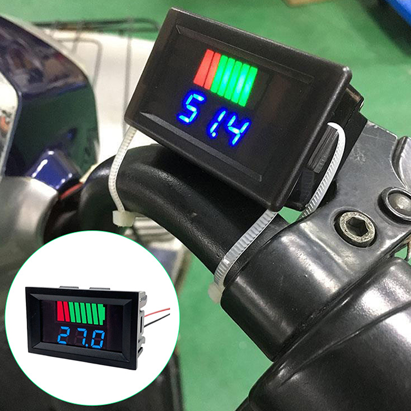 Car Battery Charge Level Indicator 12V 24V 36V 48V 60V Lithium Battery Capacity Meter Tester Blue Display LED Tester Voltmeter BOLA. 