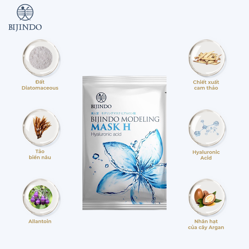 Combo 3 Mặt Nạ Dẻo Cấp ẩm BIJINDO Modeling Mask H (Hyaluronic Acid) 40g/gói