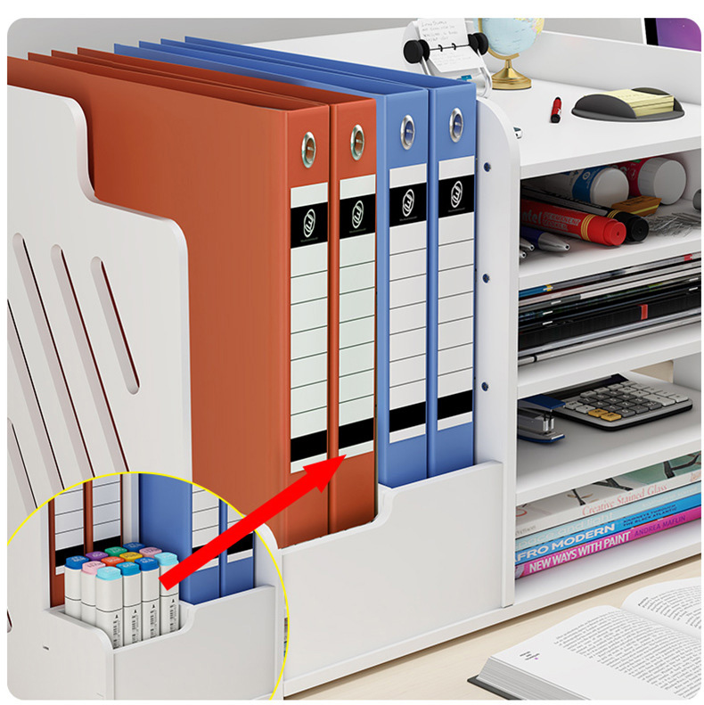 Desktop bookshelf multi-layer A4 document storage rack, multi-function data sorting book stand, standing shelf office file shelf