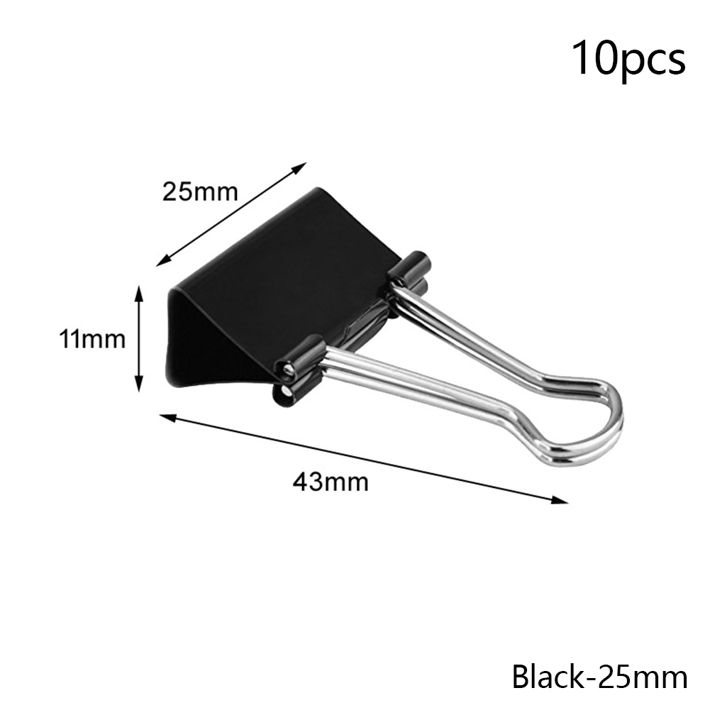 SF 10pcs/lot Binder Clips Metal Fold Back Clips Small Paper Clip Clamp 15/19/25/32mm Office Clip for Home School Office Storage. 