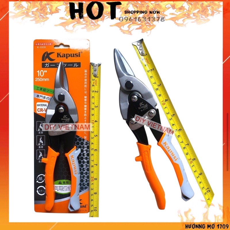 Kéo cắt thạch cao Kapusi Nhật Bản 10 inch - Kéo cắt tôn mũi thẳng