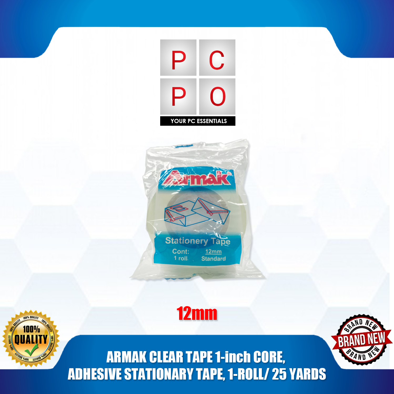 ARMAK CLEAR TAPE 1inch CORE, ADHESIVE STATIONARY TAPE, 1ROLL/ 25