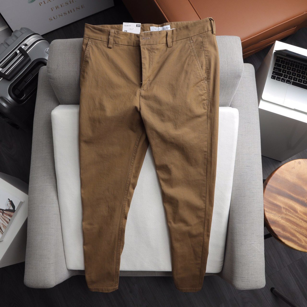 [Hoàn Tiền 15%] Quần Kaki Zara Ống Suông Co Giãn Trơn Basic Vải Dày Dặn Co Giãn
