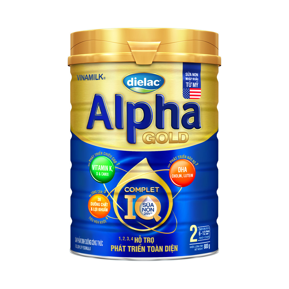 Sữa bột Dielac Alpha Gold 2 - lon 800g (cho trẻ từ 6 - 12 tháng tuổi) Date xa