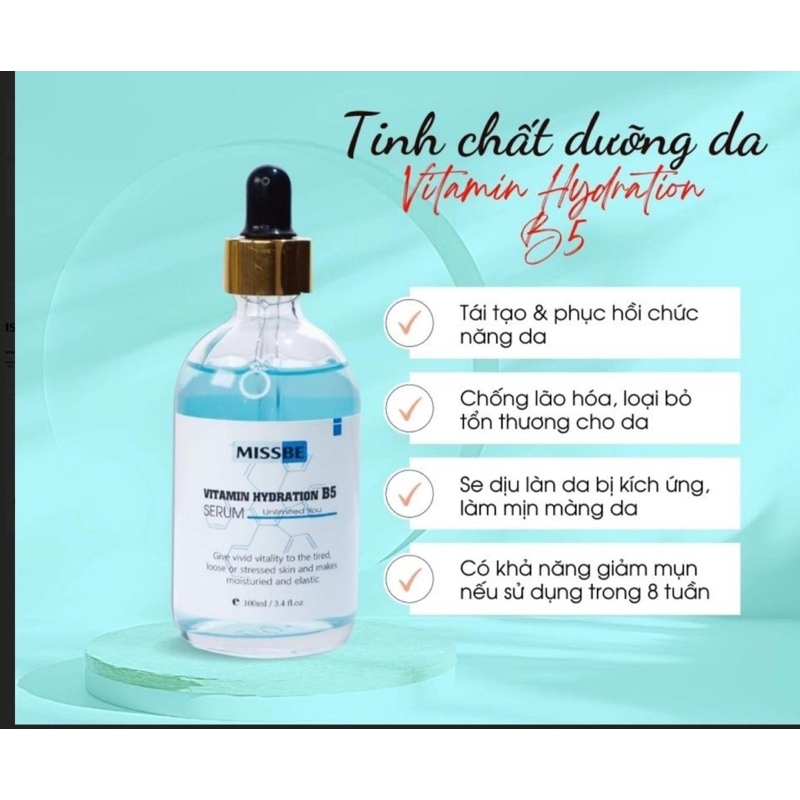 Serum Missbe Phục Hồi và Chống Lão Hoá Da Vitamin Hydration B5 30ML& 100ML