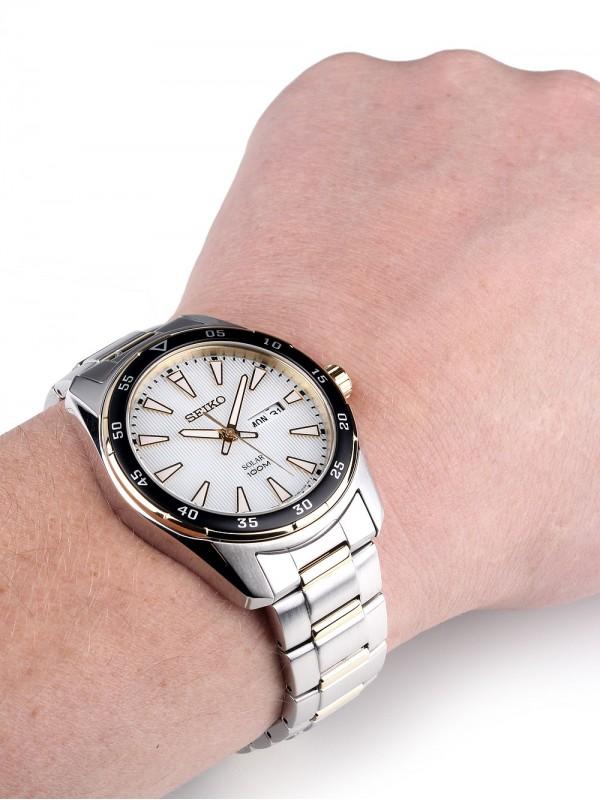 Seiko Solar SNE394P1 SNE394P SNE394 Two Tone Stainless steel 100M