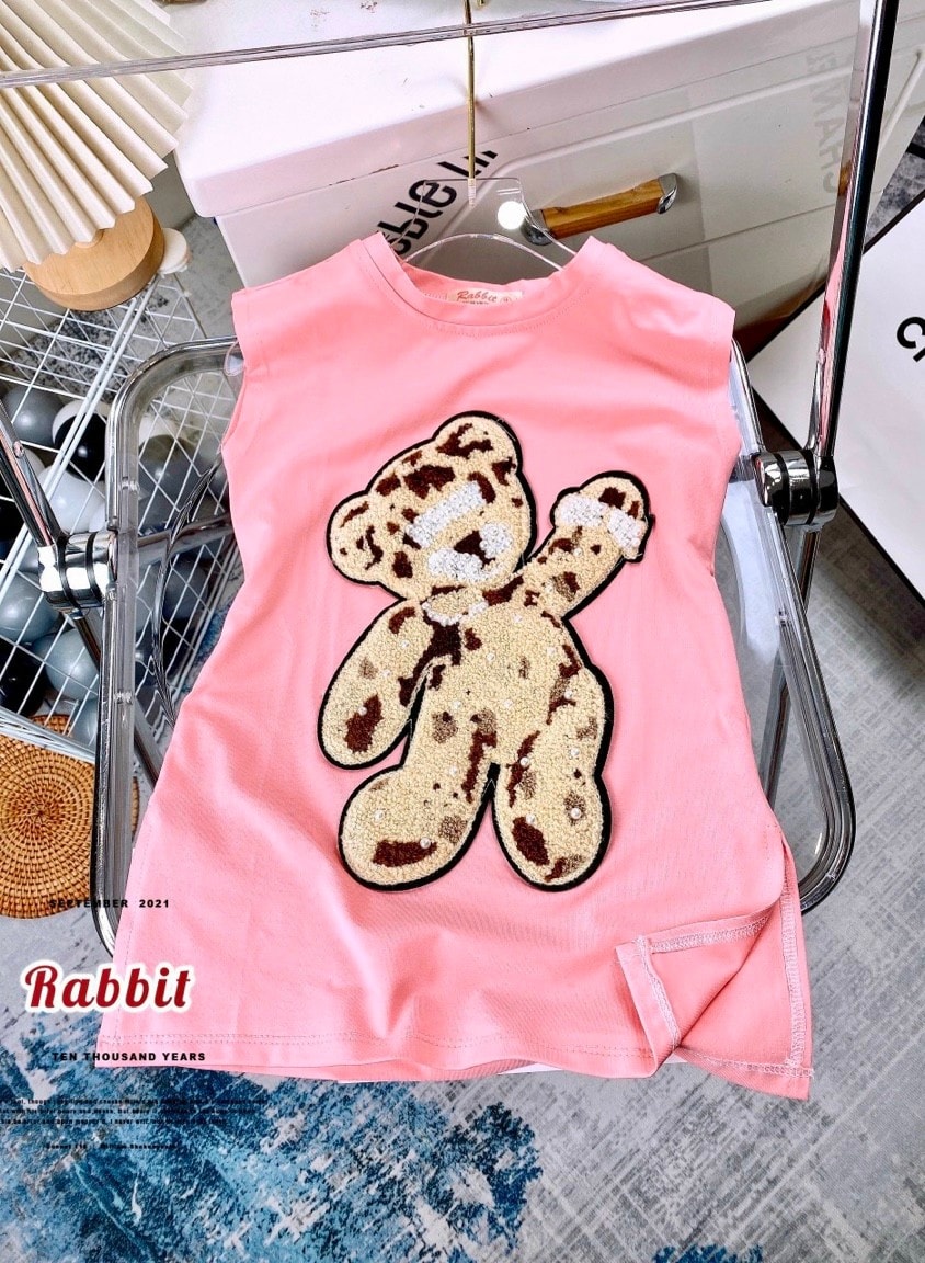 [SIZE NHÍ+ĐẠI] ĐẦM CHÚ GẤU ĐÍNH HẠT SIÊU XINH