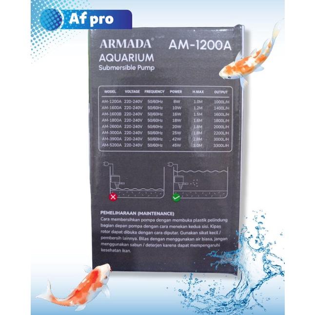 POMPA KOLAM AQUARIUM SUBMERSIBLE PUMP ARMADA AM 1200A
