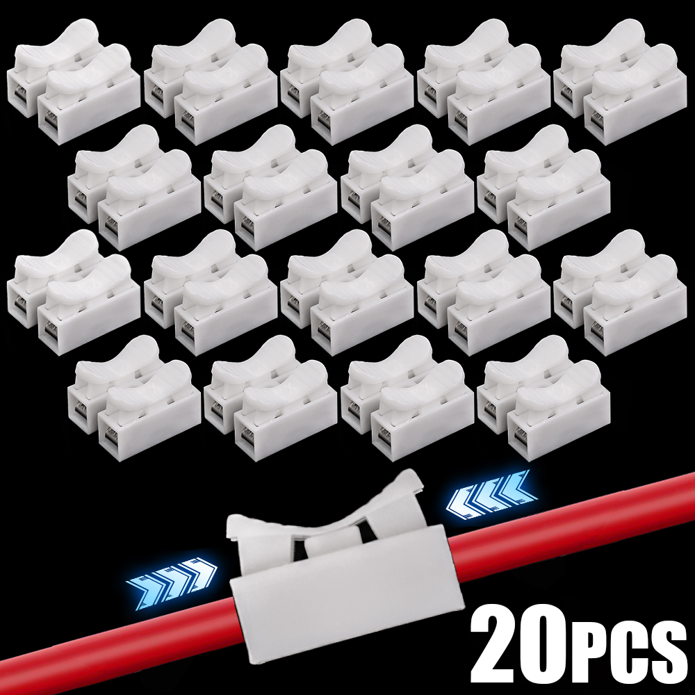 20pcs CH2 nhanh chóng khóa mối nối đầu nối dây điện 2 pins cáp điện thiết bị đầu cuối cho dễ dàng an toàn nối vào dây