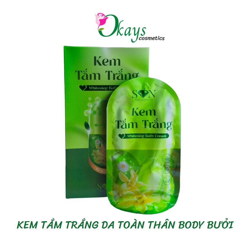 Kem tắm trắng body toàn thân Okays OK063, kem tắm trắng body bưởi chống nắng kích trắng, da tươi trẻ, mịn màng, tan nhanh thấm sâu