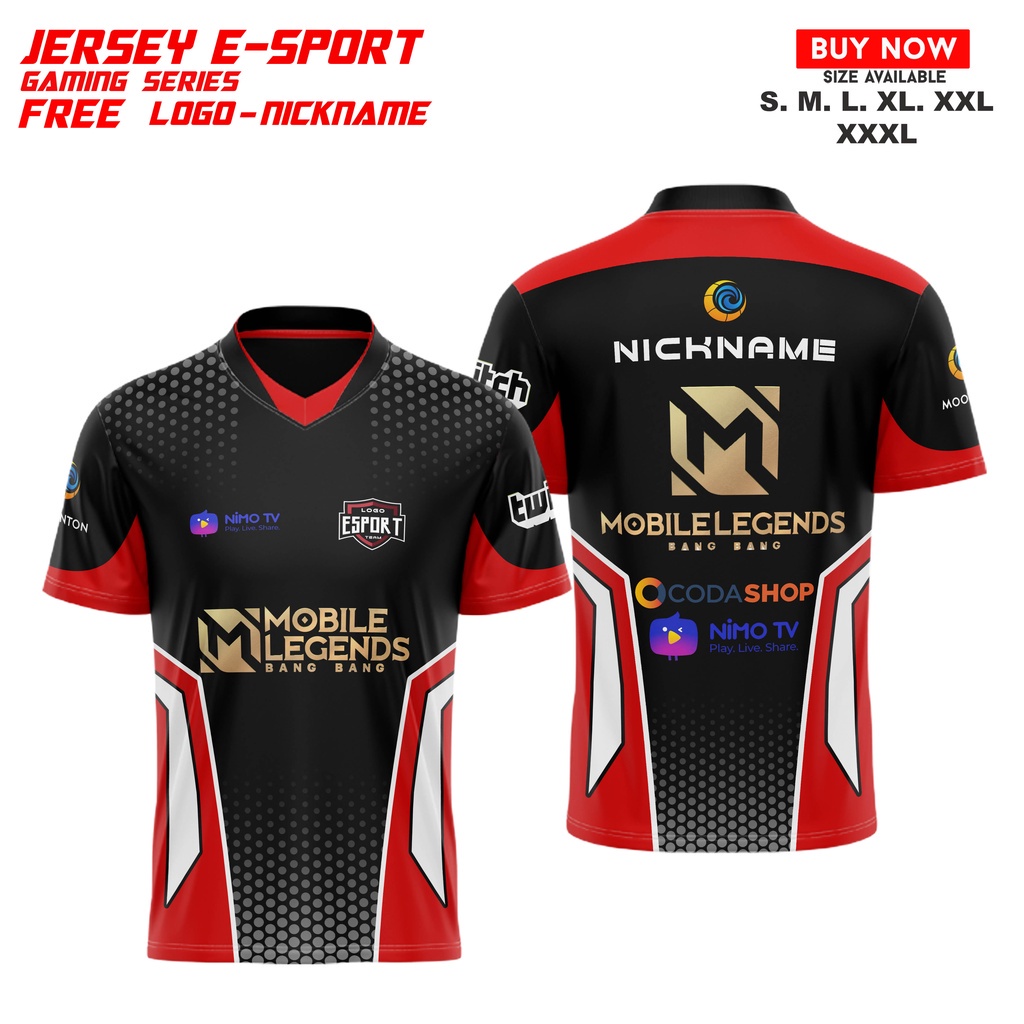 Jersey T-shirt Gaming Custom Squad Ml, Aov, Pubg Free Nickname