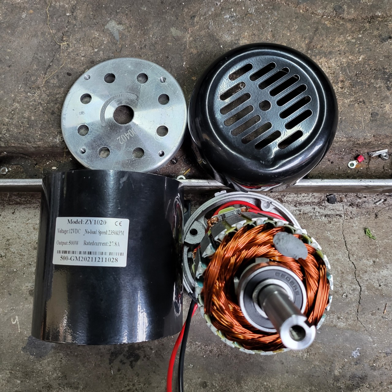 Motor DC 12v 500w có cánh làm mát motor
