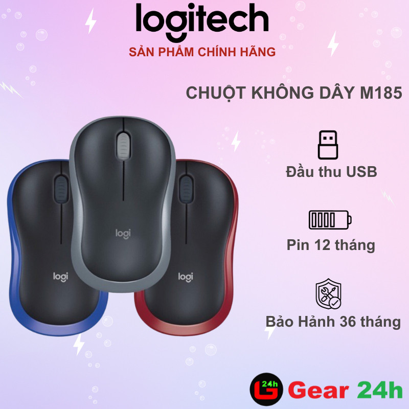 Chuột máy tính không dây logitech m185 - bh 36 tháng