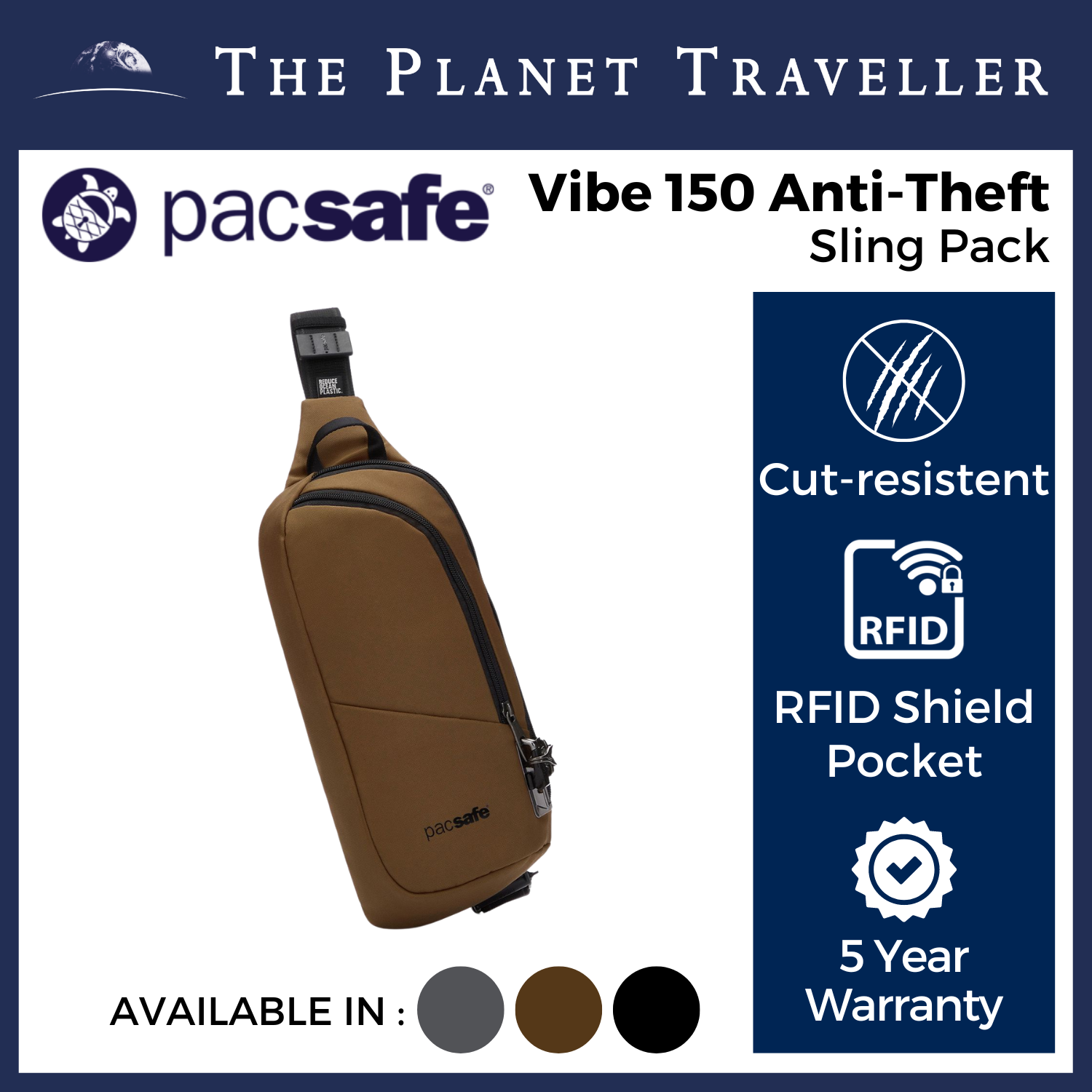 Pacsafe® Vibe 150 anti-theft sling pack