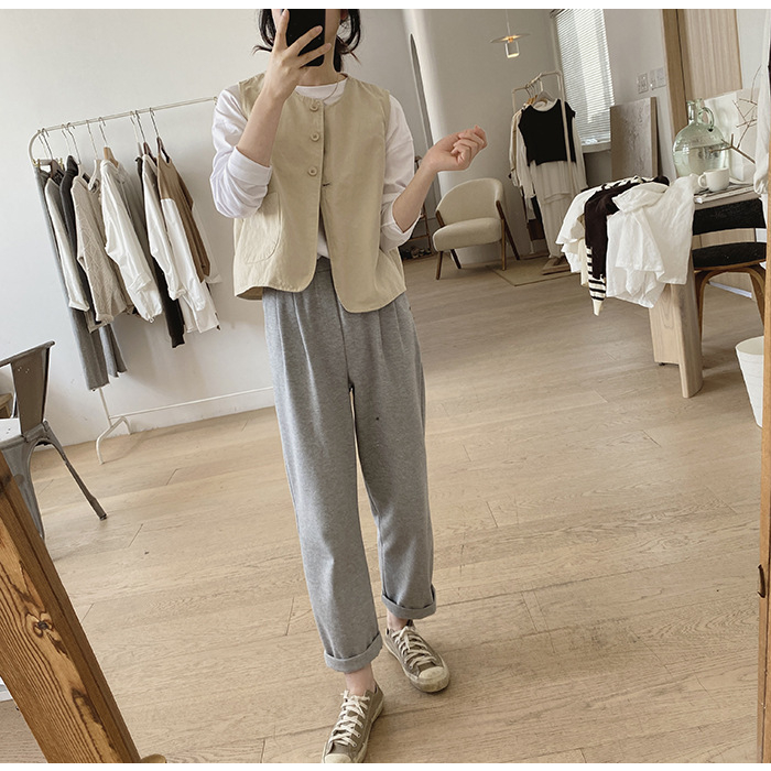 Áo gile nữ dáng basic chất kaki cực đẹp