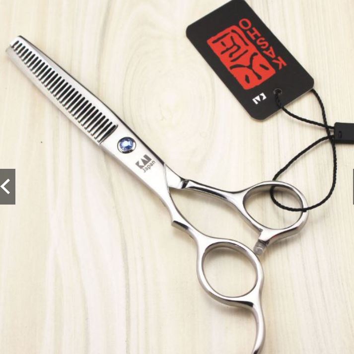 Bộ kéo cắt tóc tay trái Kasho trắng (Mua cặp tặng bao da, chỉnh kéo, lược toni guy)