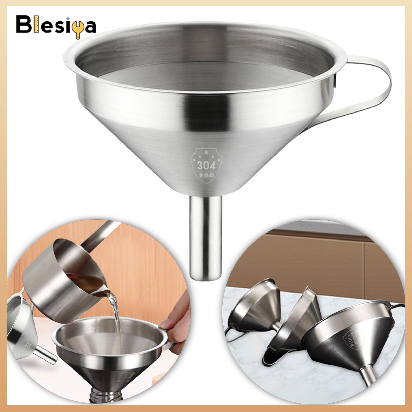 Blesiya 304 Stainless Steel Funnel Kitchen Accessories Professional Portable Kitchen Funnel for Transferring Oil Liquid Essential Oil