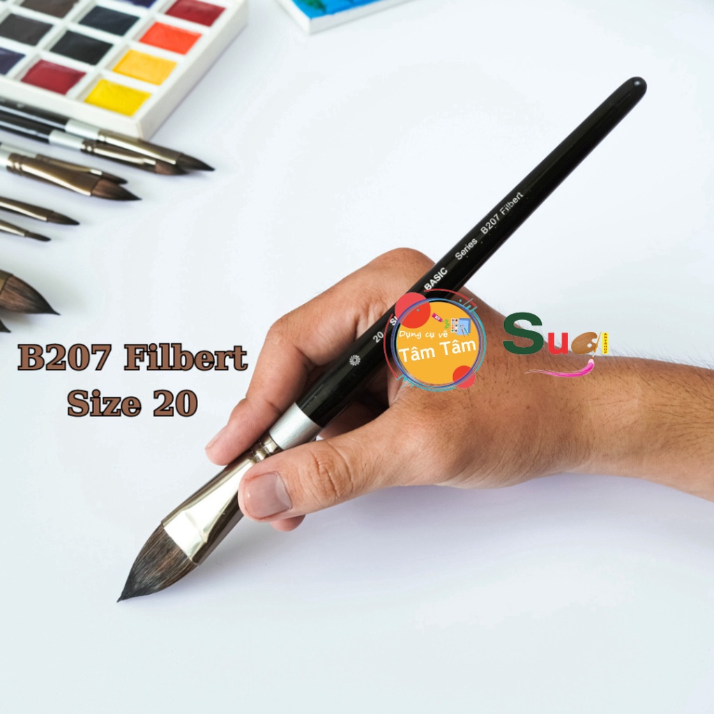 Cọ Vẽ Lông thú ( Lông Sóc )  Sunway Đầu Oval  B207 Filbert  Brush - Tâm Tâm - Sugi Art Shop