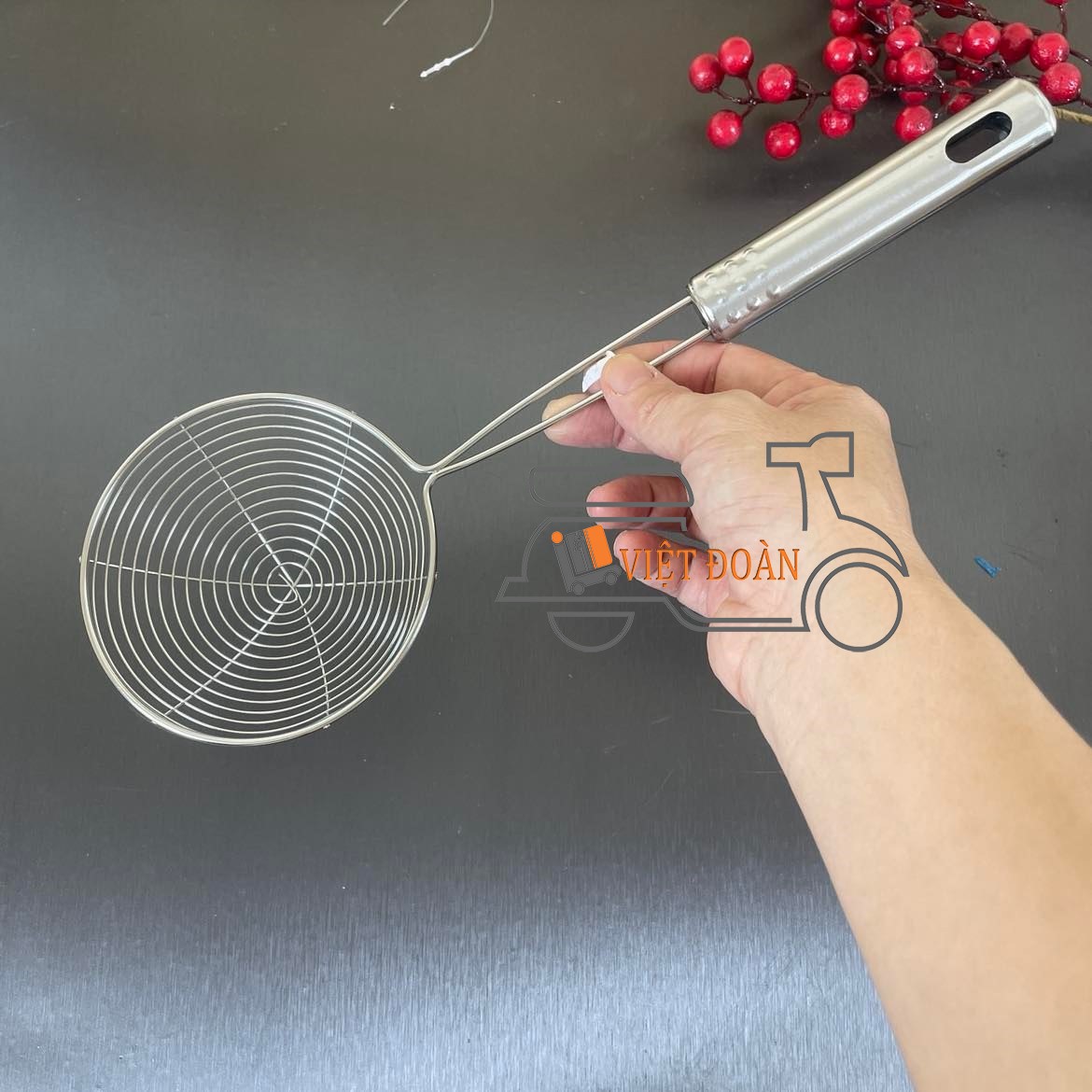 Vợt vớt xương, vớt trân châu, vợt chiên thực phẩm - inox chắc chắn.. nhiều size. dụng cụ làm bánh, nấu ăn