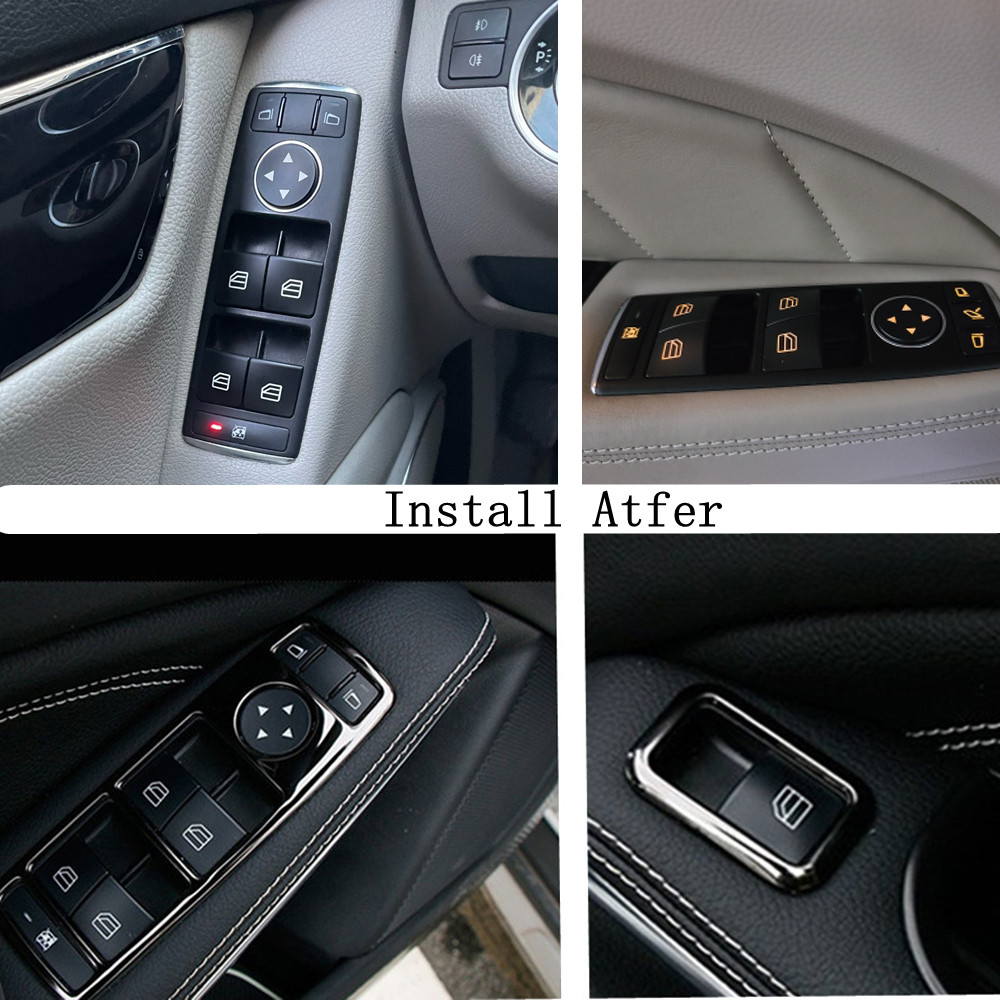 NEW%20%E3%80%90Too%20much%20love!%E3%80%91Car%20Door%20Lock%20Unlock%20And%20Window%20Switch%20Button%20Trim%20Cover%20Sticker%20Interior%20For%20Mercedes%20Benz%20A%20B%20C%20E%20Gla%20Cla%20Glk%20Gle%20W176%20W204%20-%20Image%205