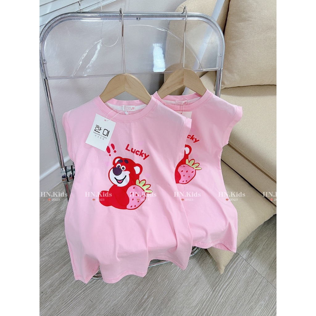 Váy cotton gấu dâu lotso cho bé gái