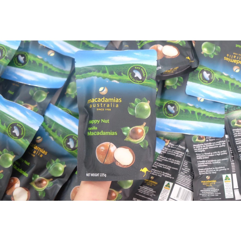 Hạt Macca Úc Macadamias Happy Nut 225g