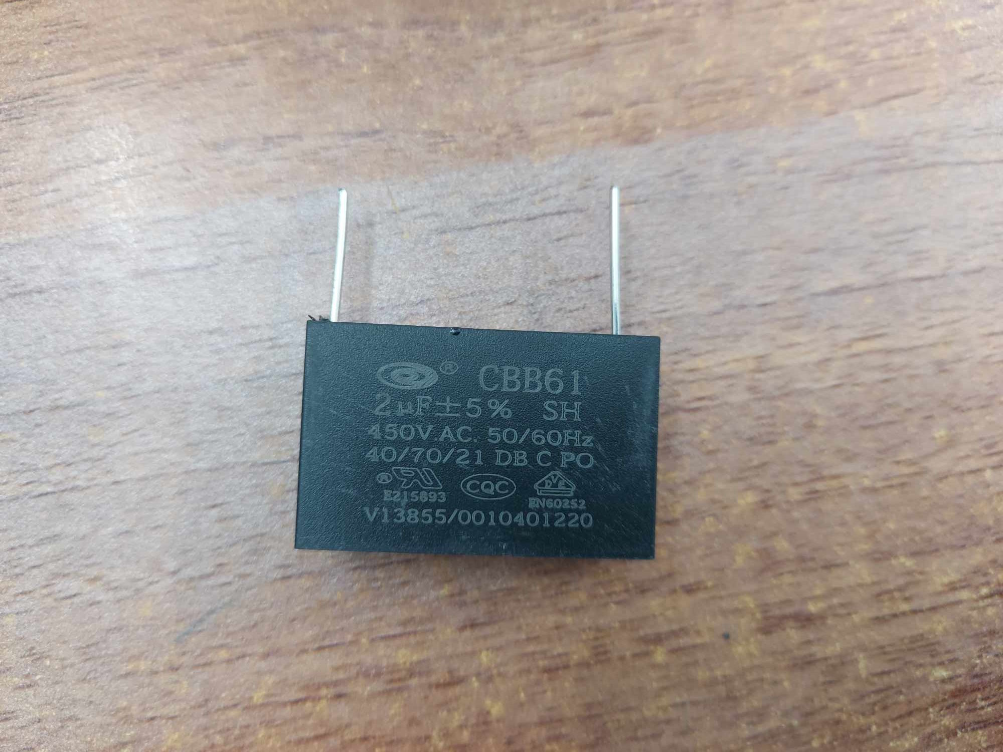 Tụ quạt cbb61 2uf 450v chân kim cắm mạch mới !