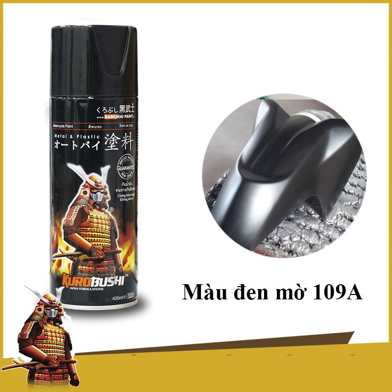 [HCM]Sơn xịt Samurai 109A đen nhám đen phẳng đen mờ ( Flat Black) 400ml