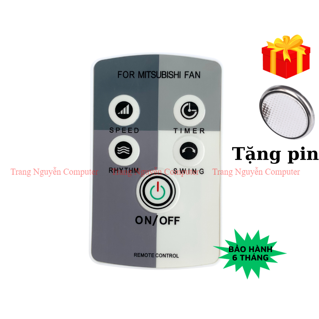 Remote điều khiển quạt MITSUBISHI, dùng cho quạt cây và quạt treo tường - Tặng Kèm Pin - Trang Nguyễn Computer