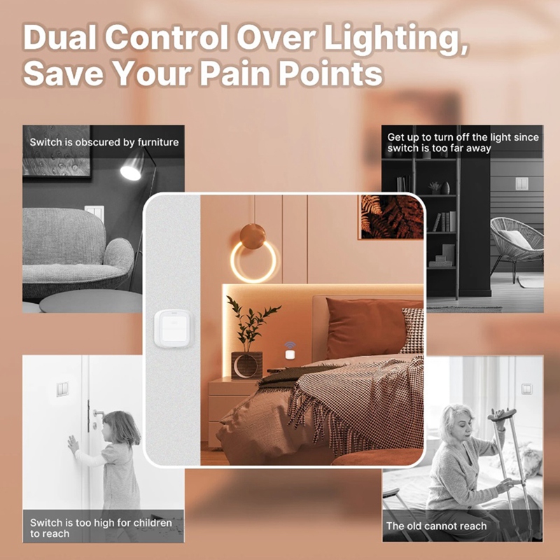 Tuya WiFi Button Scene Switch Wireless Smart Light Wall Switch Low Power Consumption No Wiring for One Tap to Run Durable Easy Install