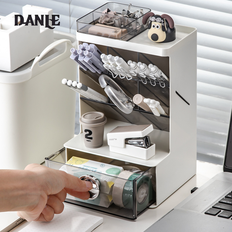 Oblique insertion stationery storage box, drawer style multi-layer desktop organizing, cosmetics pen holder, office stationery storage pen holder