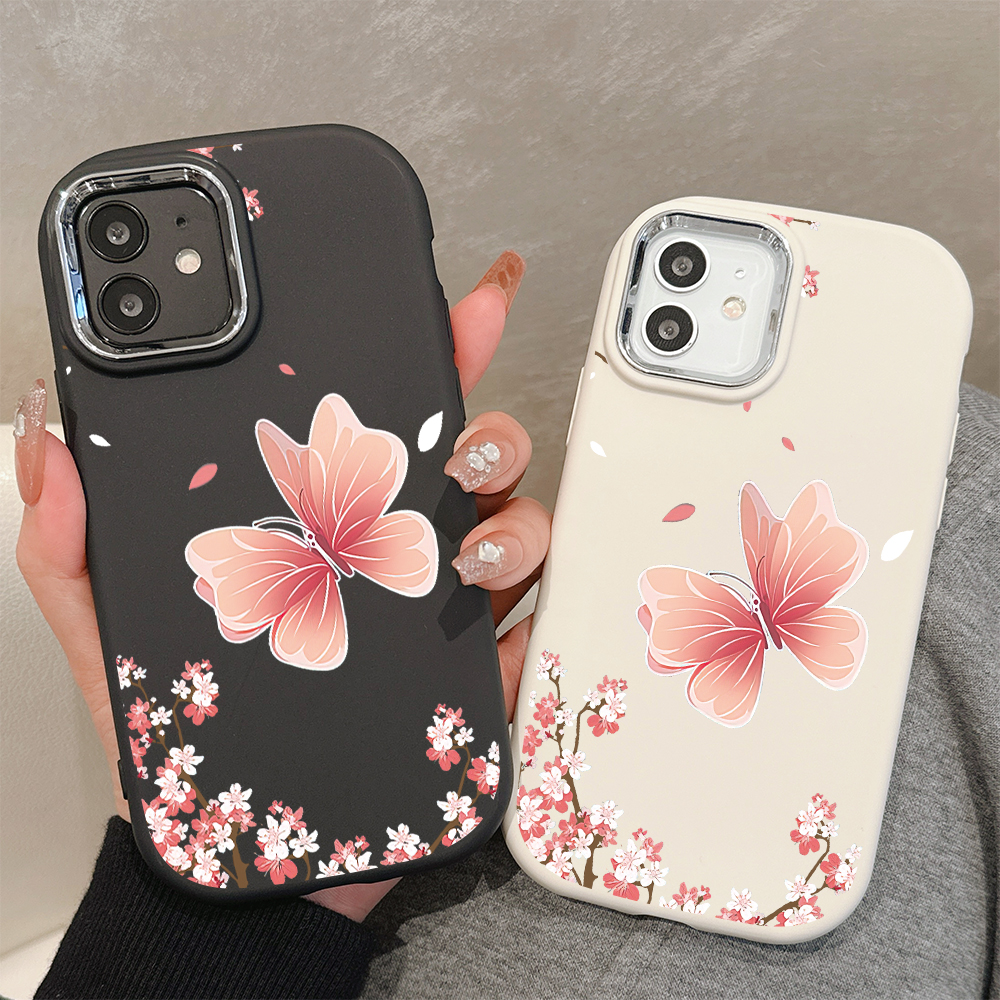 AMORVOR%20Case%20for%20Infinix%20Smart%208%20Hot%2040i%20Tecno%20Spark%2020%2020C%20Pop%208%20Spark%20Go%202024%20Cute%20Beautiful%20Pink%20Butterfly%20Back%20Cover%20Pattern%20Luxury%20Plating%20Metal%20Lens%20Soft%20Liquid%20Silicone%20Case%20-%20Image%203