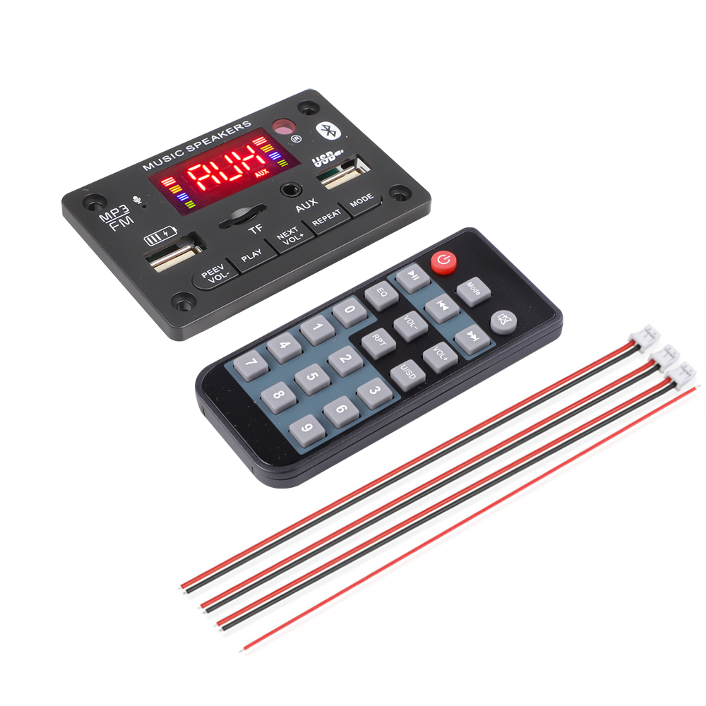 Aitemay 7V-24V Bluetooth 5.0 MP3 Decoder Board MP3 Player USB Module AUX FM Radio Recording with 2x40W Amplifier