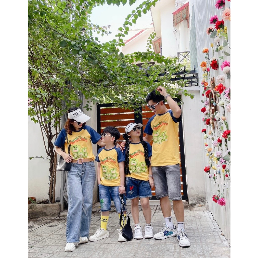 Set Đồ Đôi Gia Đình Gấu Bơ VÀNG DD08