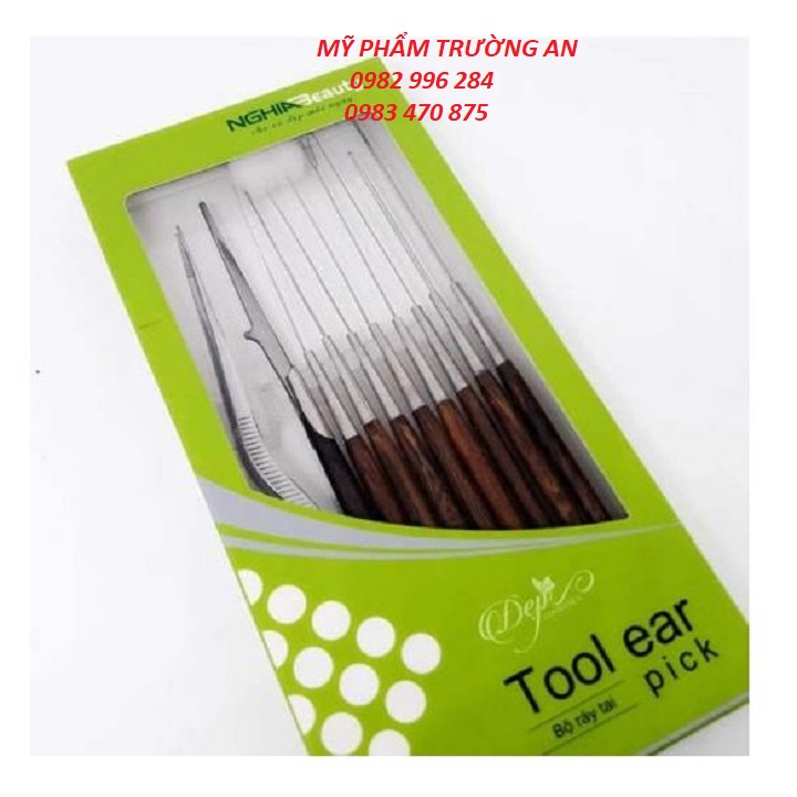 Bộ lấy ráy tai kềm nghĩa cao cấp 10 món