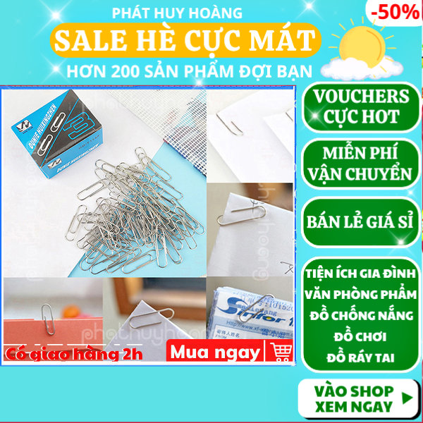 Combo 200 kẹp giấy C32 loại tốt giá rẻ (SẢN PHẨM 2 HỘP MỖI HỘP 100 CÁI), kim kẹp giấy trắng nhỏ, kẹp tài liệu văn phòng, hộp kẹp giữ giấy mini tiện lợi cho học sinh, đồ ghim giấy c32 bằng kim loại, đồ dùng học tập, Phát Huy Hoàng