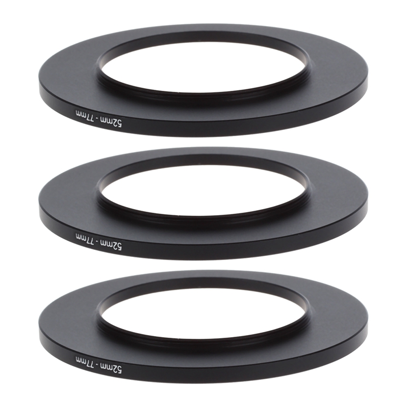 (c g k 3pcs 52mm-77mm 52-77 metal step up filter ring adapter for camera