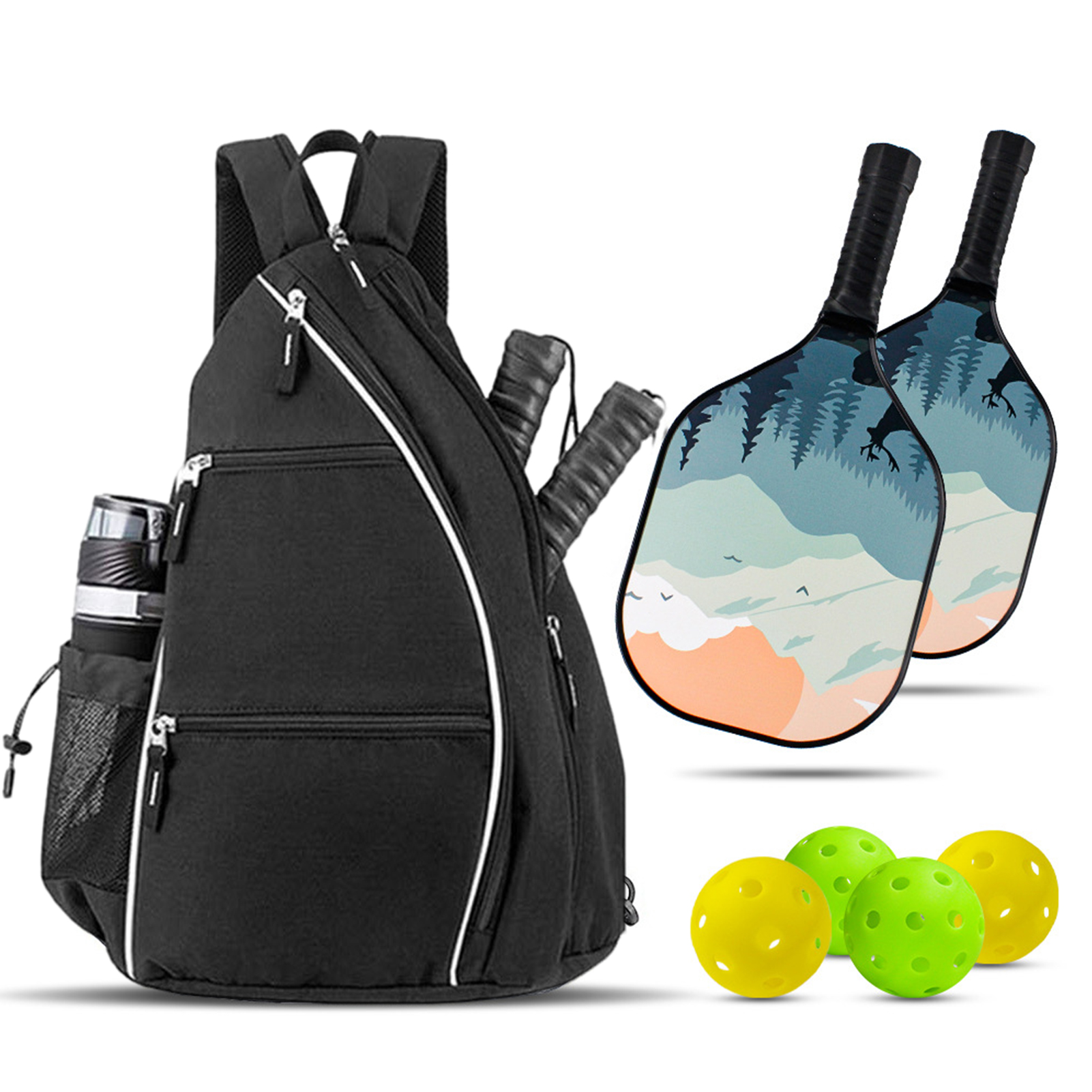SClementt® Pickleball Racket Backpack Breathable Pickleball Racket Bag Premium Pickleball Paddle Backpack with Mesh Pocket Waterproof Badminton Table Tennis Racket Storage Bag for Outdoor Sports Adjustable