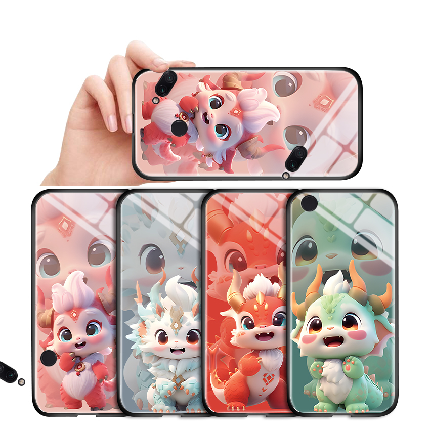 PMP Casing Case For Xiaomi Redmi Note6 Note7 Note8 Note 8 Pro Note 8T Cartoon 12 Symbolic Animals Dragon Pattern Soft Shell Shockproof Enclosure Smooth Tempered Glass Mobile Phone Case