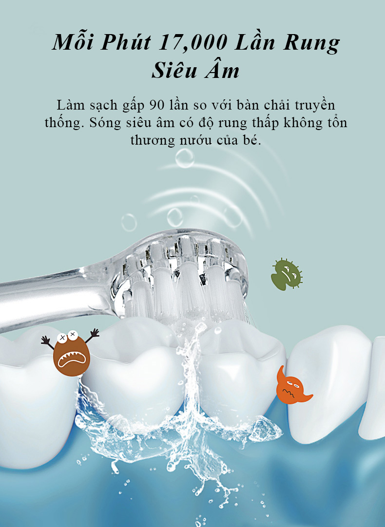 Bàn Chải Điện Đánh Răng Rung Siêu Âm Cho Bé - KUB