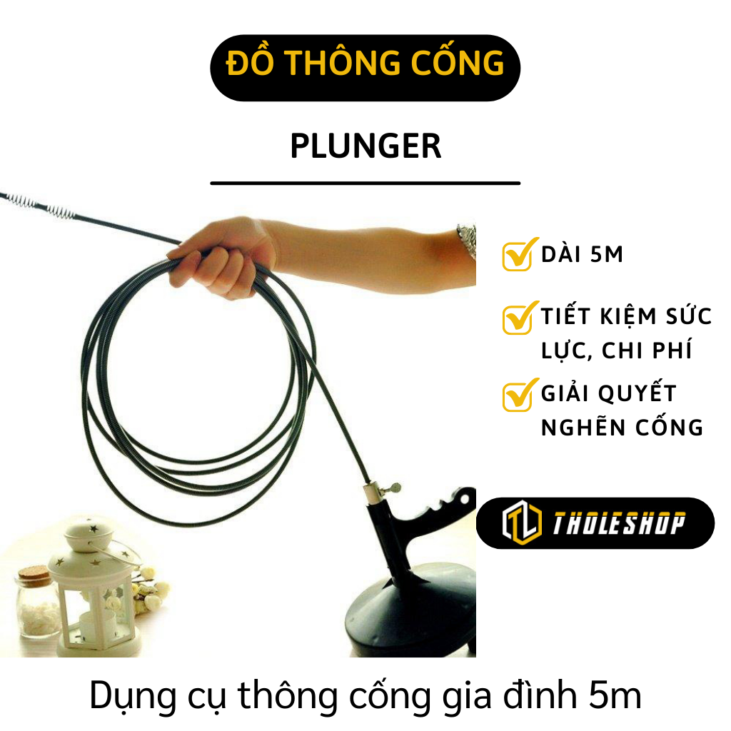 Dụng cụ thông cống 5m - Dụng cụ thông tắc bồn cầu - Dây thông tắc cống lò xo tiện lợi - Đồ thông cống nhà vệ sinh