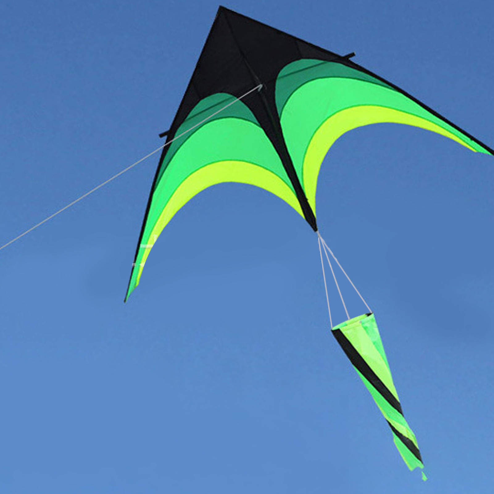1.6m Long Prairie Triangle Kite with 100m Kite Line For Kids Easy To Assemble And Fly Kite With Spiral Tail For Family Outdoor Games