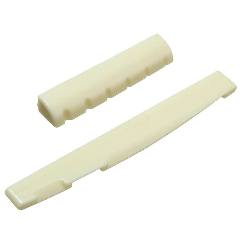 6 String Acoustic Guitar Nut Saddle Part + 2x String Winder +12x Bridge Pins Kit