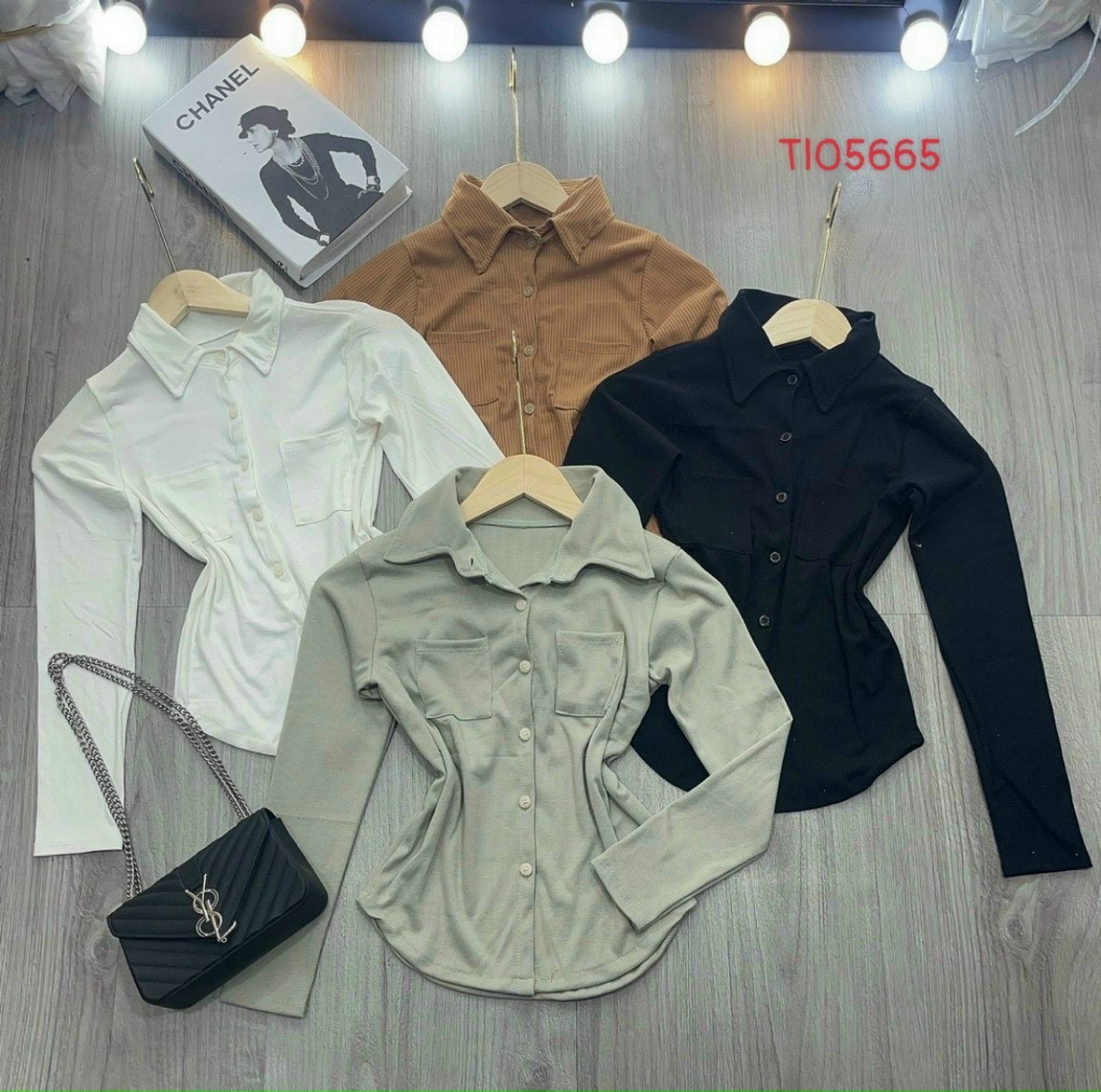 Áo sơ mi thun gân vạt bầu tay dài croptop mix đồ mọi hoàn cảnh MC110