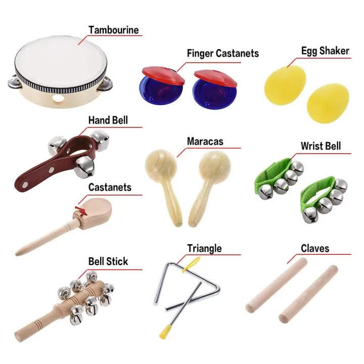 Cod Is Available 10 Pcs Alat Musik Perkusi Mainan Band Ritme Set Termasuk Rebana Maracas Kastenyet Segitiga Pergelangan Tangan Bell Untuk Anak Anak Anak Bayi Intl Lazada Indonesia