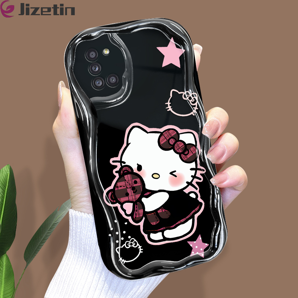 Jizetin%20for%20Samsung%20A31%20Back%20Cover%20Sweet%20Cool%20KT%20Cat%20Cream%20Wavy%20Edge%20Soft%20Silicone%20Phone%20Case%20-%20Image%202