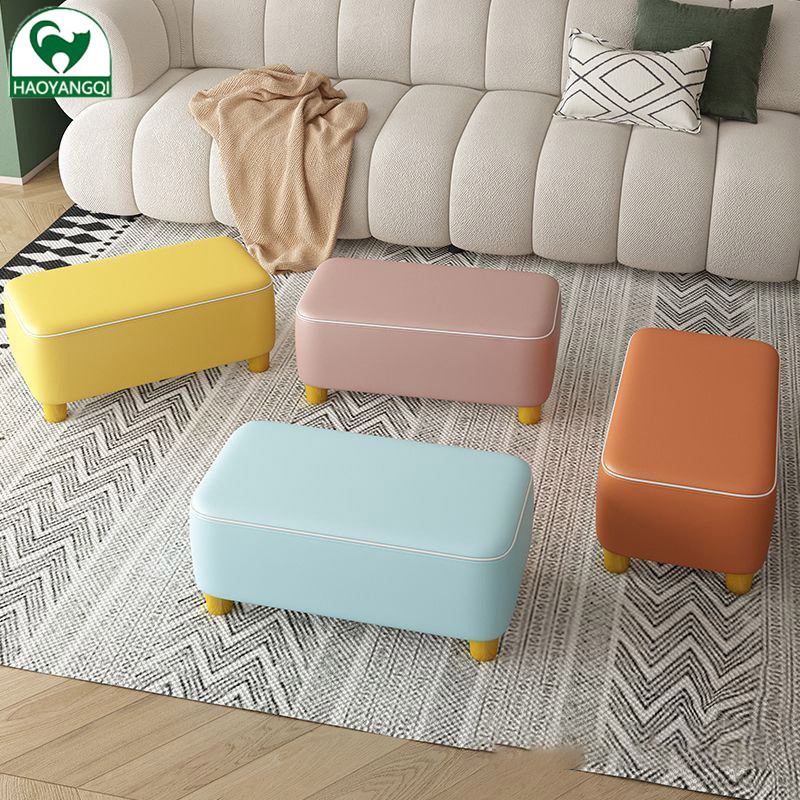 Technology cloth small stool home living room technical cloth low stool coffee table stool simple small bench net red solid wood changing stool bench simple bench