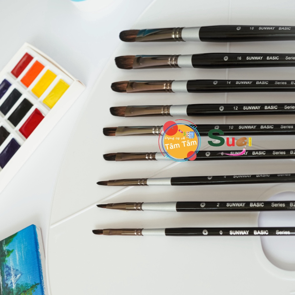 Cọ Vẽ Lông thú ( Lông Sóc )  Sunway Đầu Vát B207 Blade Brush - Tâm tâm - Sugi Art Shop