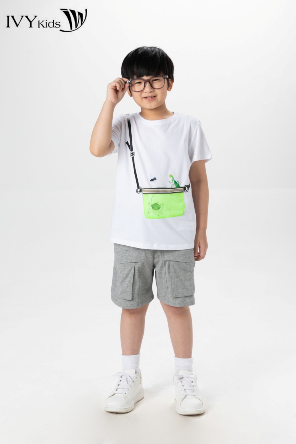 Áo thun phối túi lưới bé trai ivy moda ms 57k1386