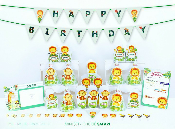 Bộ trang trí bàn tiệc sinh nhật chibi set